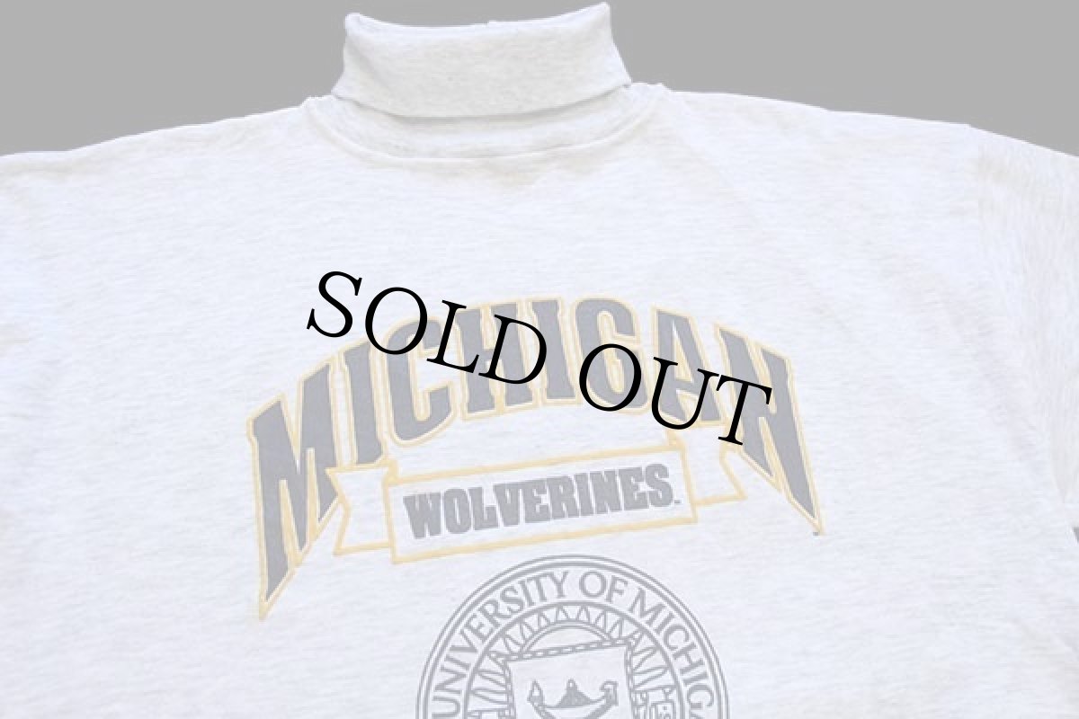 画像3: 90s USA製 MICHIGAN WOLVERINES タートルネック スウェット 杢ライトグレー XL (3)