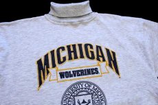 画像3: 90s USA製 MICHIGAN WOLVERINES タートルネック スウェット 杢ライトグレー XL (3)