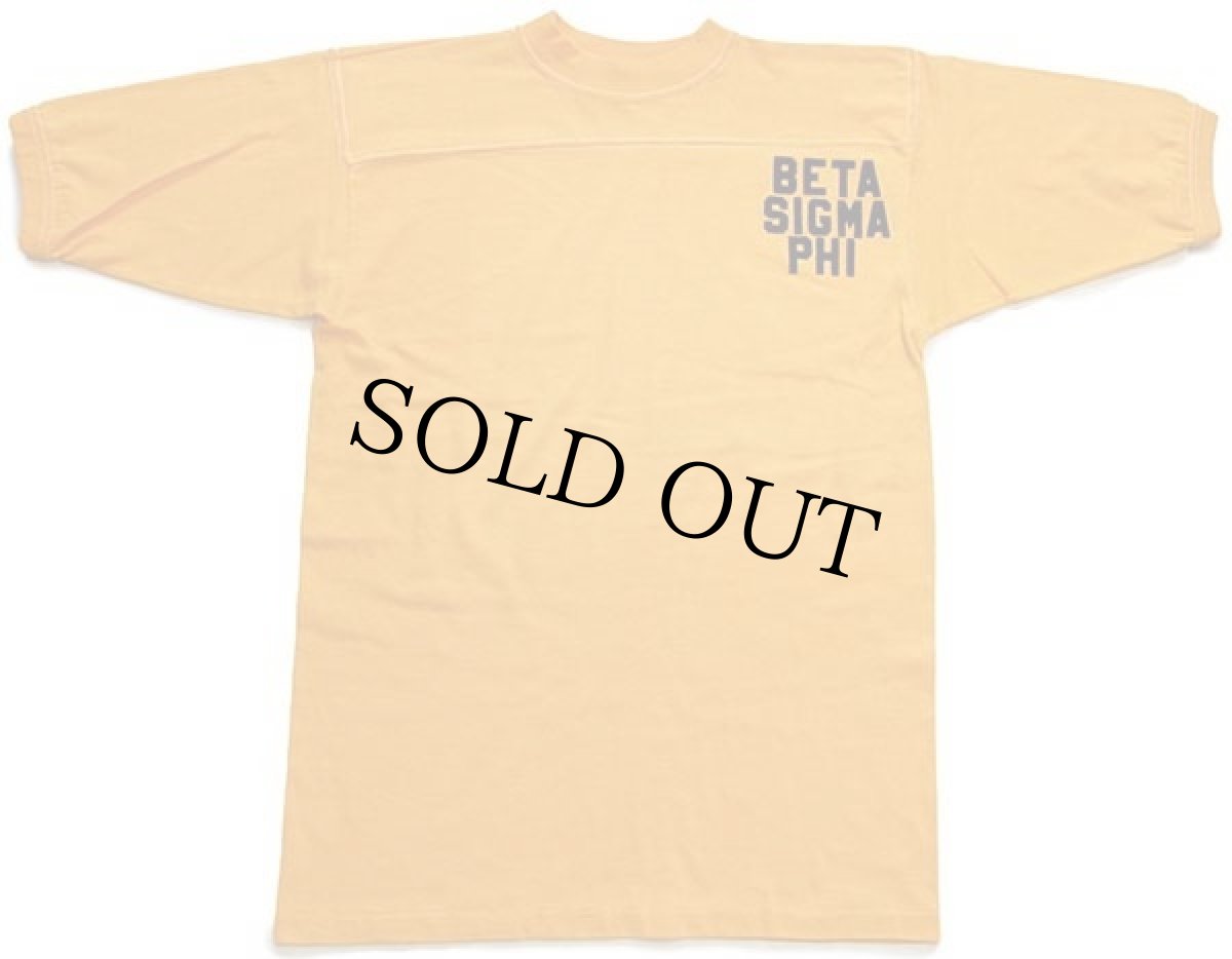 画像2: 70s USA製 BETA SIGMA PHI フラタニティ フェルトプリント アスレチックTシャツ 黄 M (2)