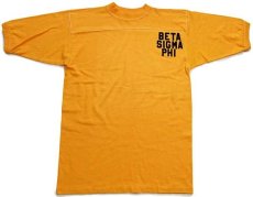 画像2: 80s USA製 BETA SIGMA PHI フラタニティ フェルトプリント アスレチックTシャツ 黄 M (2)