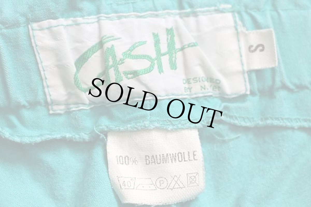 画像6: 80s CASH ハイウエスト テーパード コットンパンツ ターコイズ S (6)