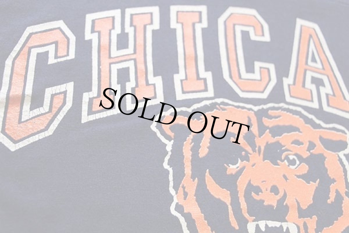 画像5: 80s USA製 LOGO7 NFL CHICAGO BEARS ビッグロゴ Vネック フットボールTシャツ 紺 L (5)