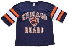 画像2: 80s USA製 LOGO7 NFL CHICAGO BEARS ビッグロゴ Vネック フットボールTシャツ 紺 L (2)