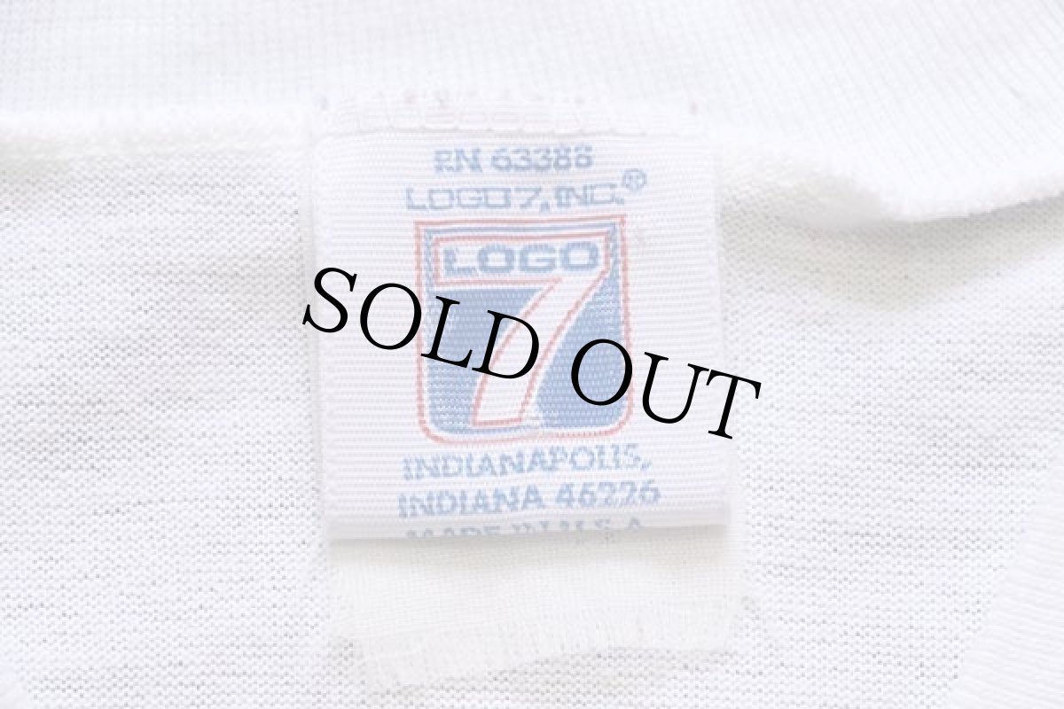 画像4: 80s USA製 LOGO7 NFL CLEVELAND BROWNS 19 三段中抜き ビッグロゴ Vネック フットボールTシャツ 白 (4)