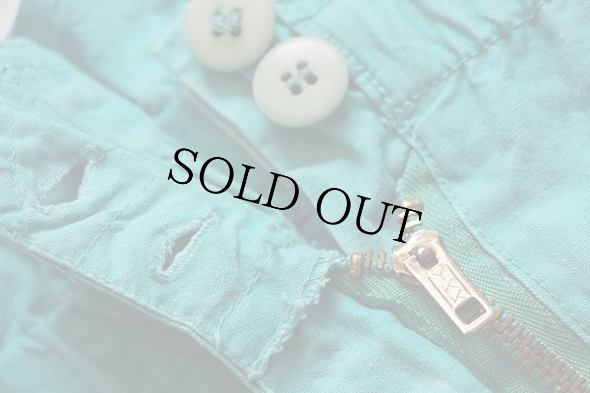 画像7: 80s CASH ハイウエスト テーパード コットンパンツ ターコイズ S (7)