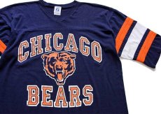 画像1: 80s USA製 LOGO7 NFL CHICAGO BEARS ビッグロゴ Vネック フットボールTシャツ 紺 L (1)