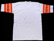 画像3: 80s USA製 LOGO7 NFL CLEVELAND BROWNS 19 三段中抜き ビッグロゴ Vネック フットボールTシャツ 白 (3)