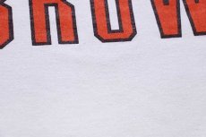 画像5: 80s USA製 LOGO7 NFL CLEVELAND BROWNS 19 三段中抜き ビッグロゴ Vネック フットボールTシャツ 白 (5)