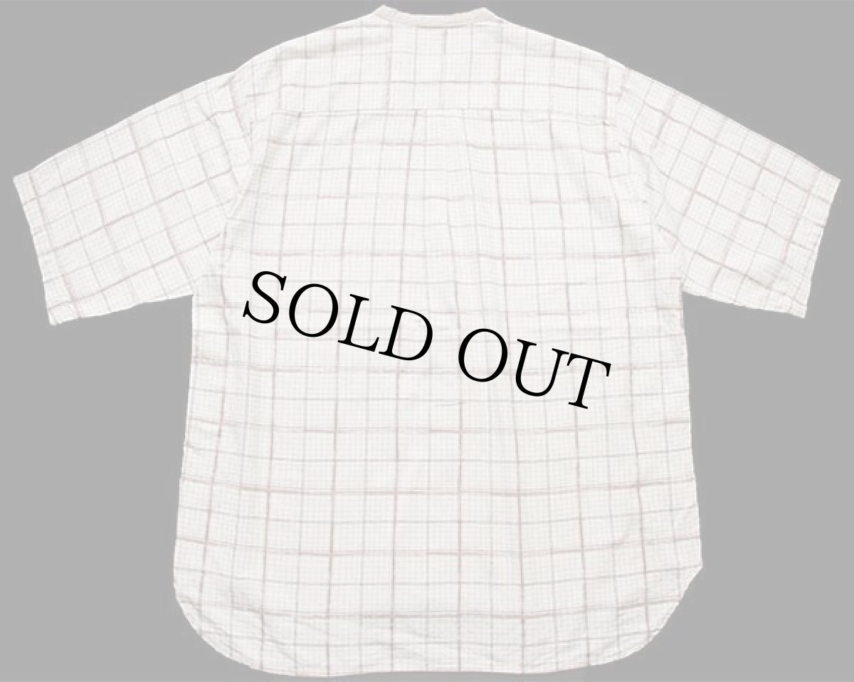 画像2: 90s イタリア製 TRENDY チェック アート バンドカラー 半袖 コットンシャツ (2)