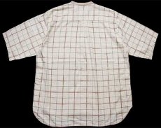 画像2: 90s イタリア製 TRENDY チェック アート バンドカラー 半袖 コットンシャツ (2)