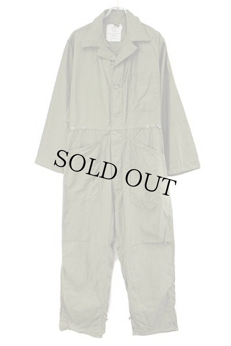 画像2: 80s 米軍 U.S.ARMY コットンサテン カバーオール オールインワン オリーブグリーン M★つなぎ (2)