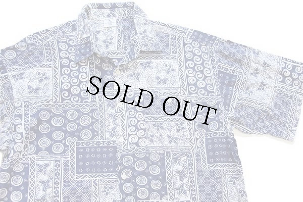 画像3: 90s UNKNOWN 総柄 パッチワーク柄 半袖 コットンシャツ XL (3)