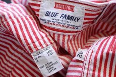 画像6: 90s イタリア製 BENETTONベネトン BLUE FAMILY ローバック ヒッコリー ストライプ オーバーオール 赤×白 42 (6)