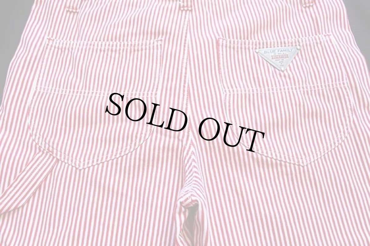 画像5: 90s イタリア製 BENETTONベネトン BLUE FAMILY ローバック ヒッコリー ストライプ オーバーオール 赤×白 42 (5)