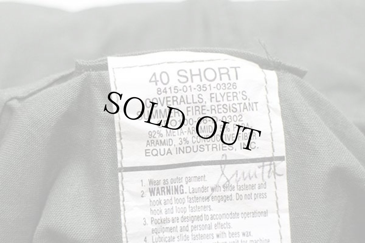 画像5: 90s 米軍 CWU-27/P カバーオール アラミド フライトスーツ セージグリーン 40S★20 つなぎ (5)