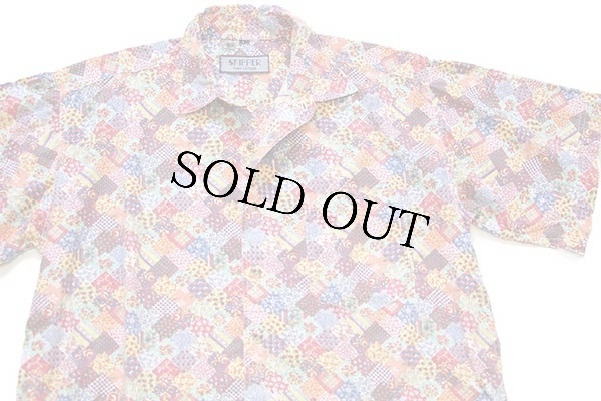 画像3: 90s SKIPPER 小花柄×総柄×チェック パッチワーク柄 半袖 コットンシャツ L★インド綿 (3)