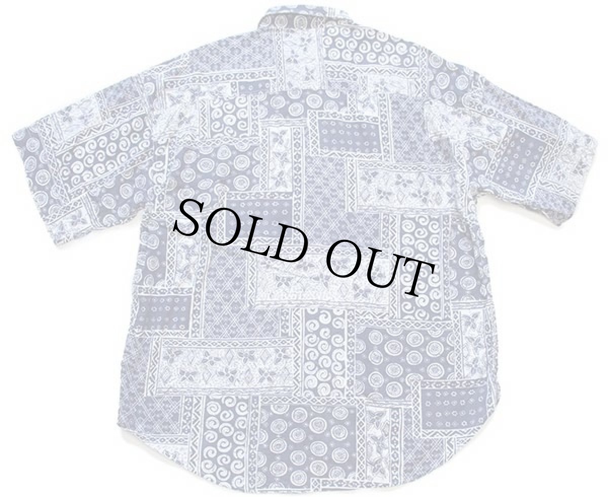 画像2: 90s UNKNOWN 総柄 パッチワーク柄 半袖 コットンシャツ XL (2)