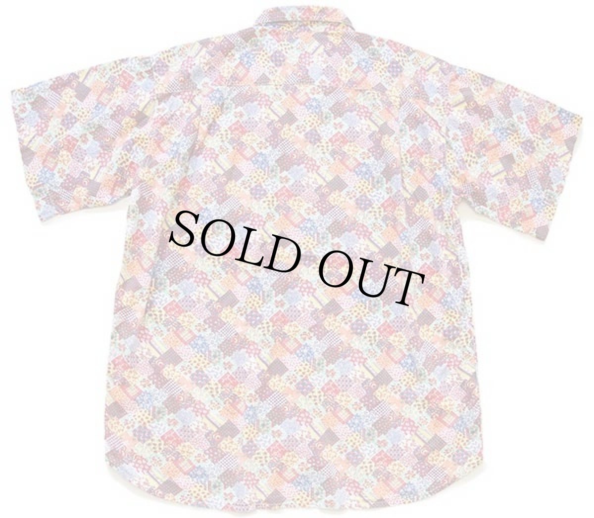 画像2: 90s SKIPPER 小花柄×総柄×チェック パッチワーク柄 半袖 コットンシャツ L★インド綿 (2)