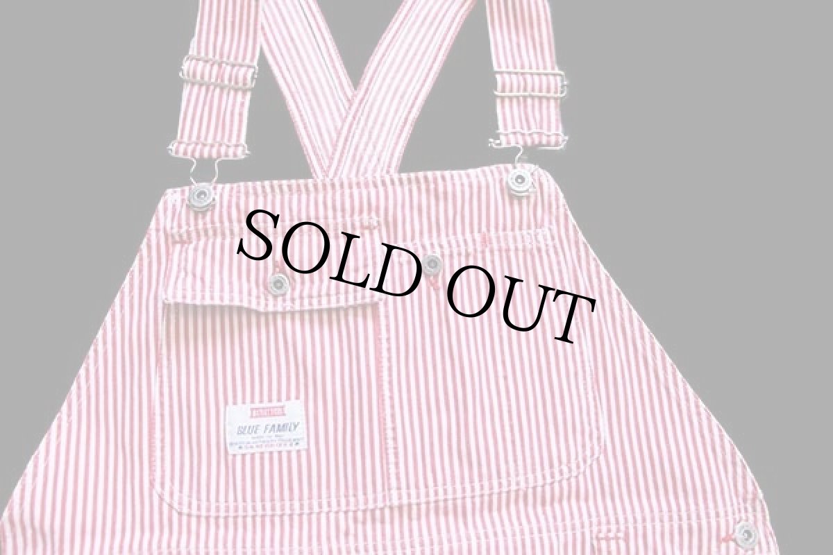 画像4: 90s イタリア製 BENETTONベネトン BLUE FAMILY ローバック ヒッコリー ストライプ オーバーオール 赤×白 42 (4)