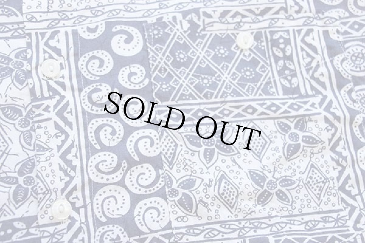 画像6: 90s UNKNOWN 総柄 パッチワーク柄 半袖 コットンシャツ XL (6)