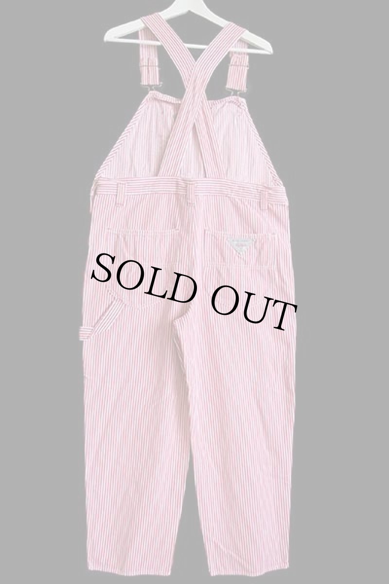 画像3: 90s イタリア製 BENETTONベネトン BLUE FAMILY ローバック ヒッコリー ストライプ オーバーオール 赤×白 42 (3)