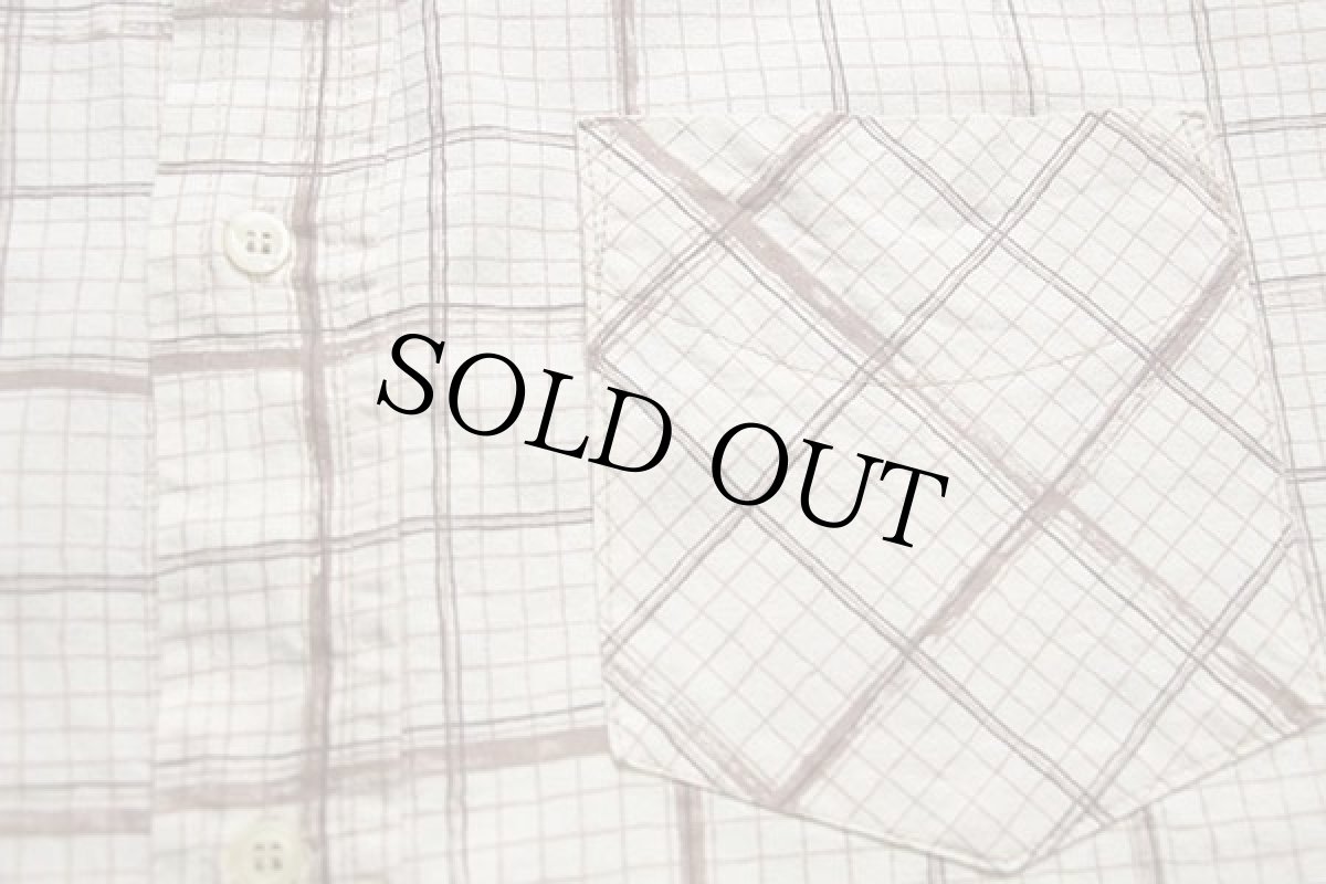 画像6: 90s イタリア製 TRENDY チェック アート バンドカラー 半袖 コットンシャツ (6)