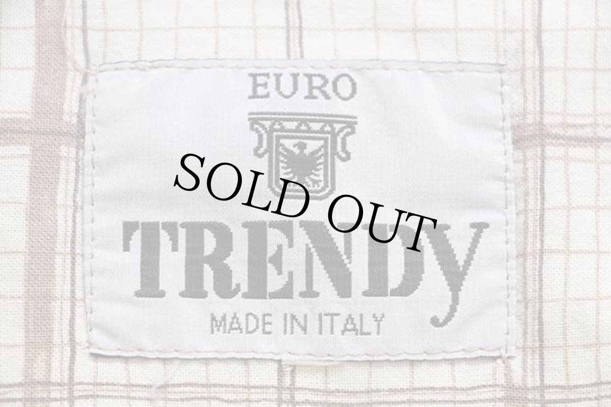 画像4: 90s イタリア製 TRENDY チェック アート バンドカラー 半袖 コットンシャツ (4)