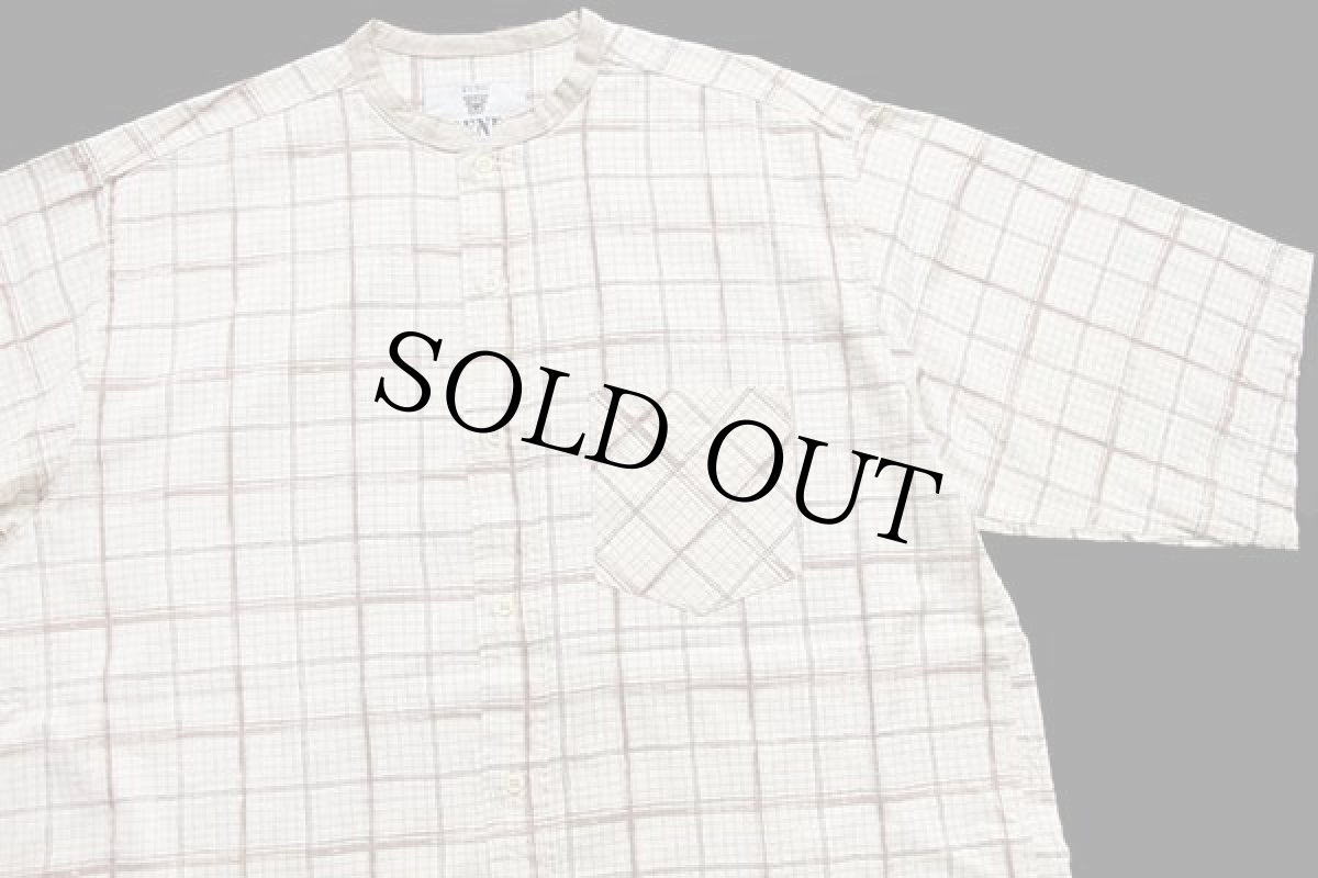 画像3: 90s イタリア製 TRENDY チェック アート バンドカラー 半袖 コットンシャツ (3)