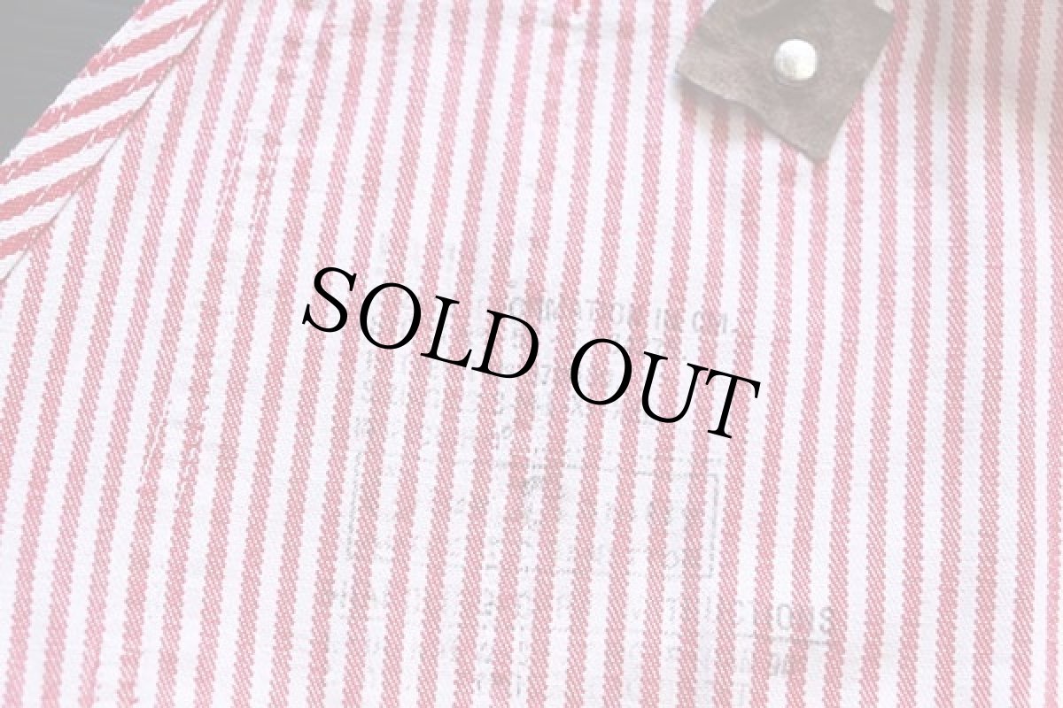 画像7: 90s イタリア製 BENETTONベネトン BLUE FAMILY ローバック ヒッコリー ストライプ オーバーオール 赤×白 42 (7)