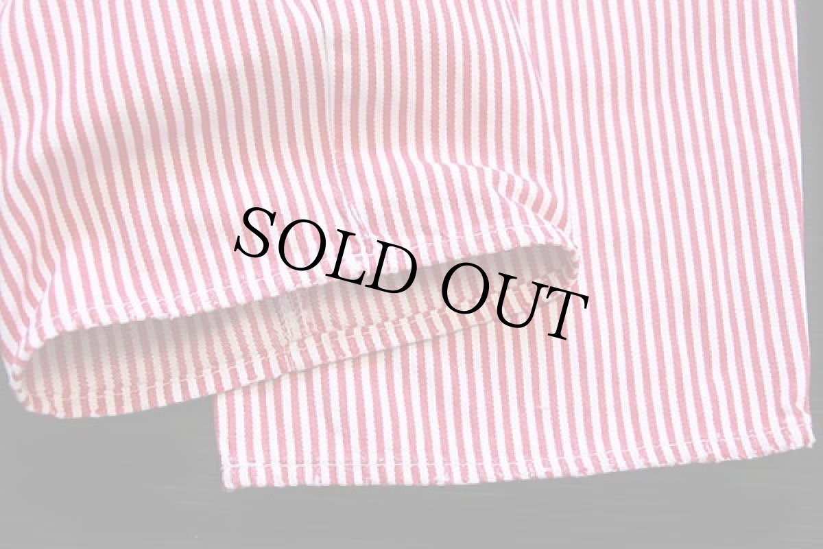 画像9: 90s イタリア製 BENETTONベネトン BLUE FAMILY ローバック ヒッコリー ストライプ オーバーオール 赤×白 42 (9)