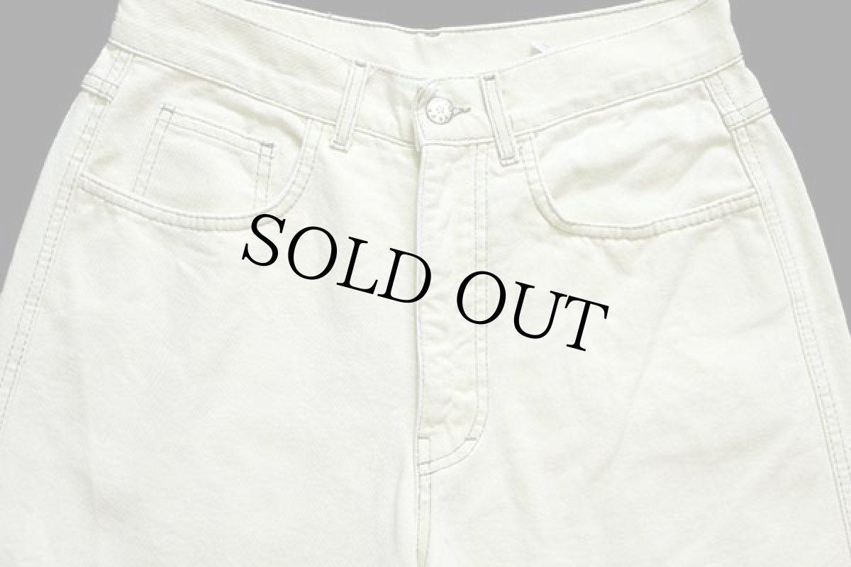 画像4: 90s イタリア製 FLOP テーパード カラーデニムパンツ 薄黄 42 (4)