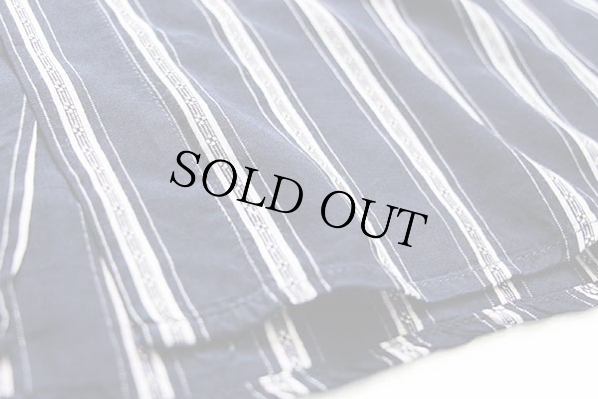 画像6: 80s イタリア製 TIPO'S ストライプ 半袖 レーヨンシャツ 紺×白 XL (6)