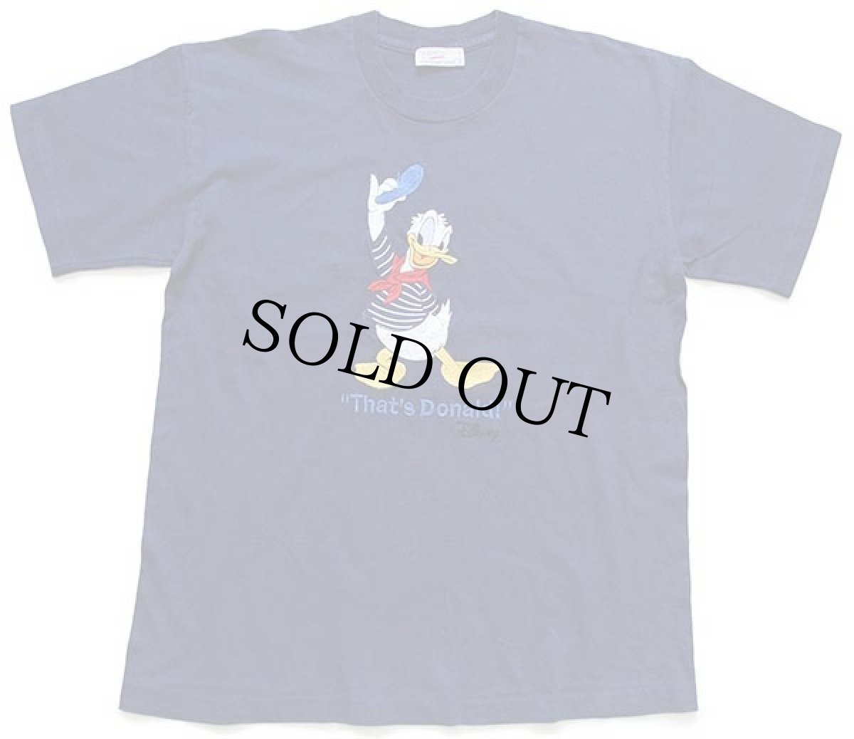 画像2: 90s イタリア製 Disneyディズニー ''That's Donald!'' ドナルドダック 刺繍 コットンTシャツ 紺 (2)