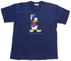 画像2: 90s イタリア製 Disneyディズニー ''That's Donald!'' ドナルドダック 刺繍 コットンTシャツ 紺 (2)
