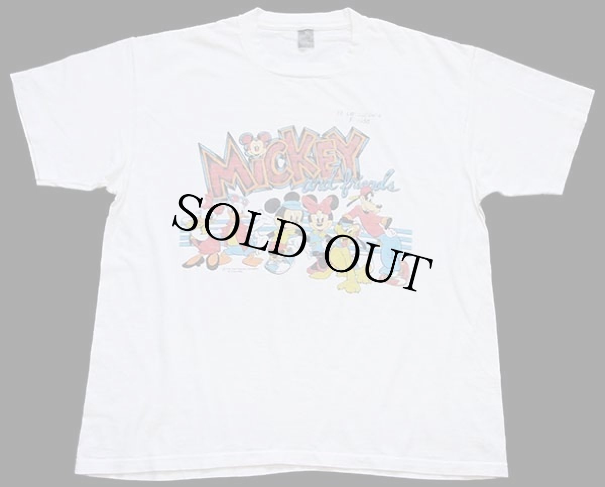 画像2: 90s Disneyディズニー MICKEY and Friends ミッキー マウス コットンTシャツ 白 (2)