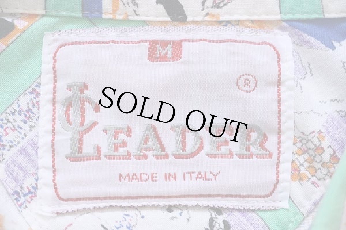 画像4: 80s イタリア製 CLEADER イラスト 総柄 染み込みプリント 半袖 コットンシャツ M (4)