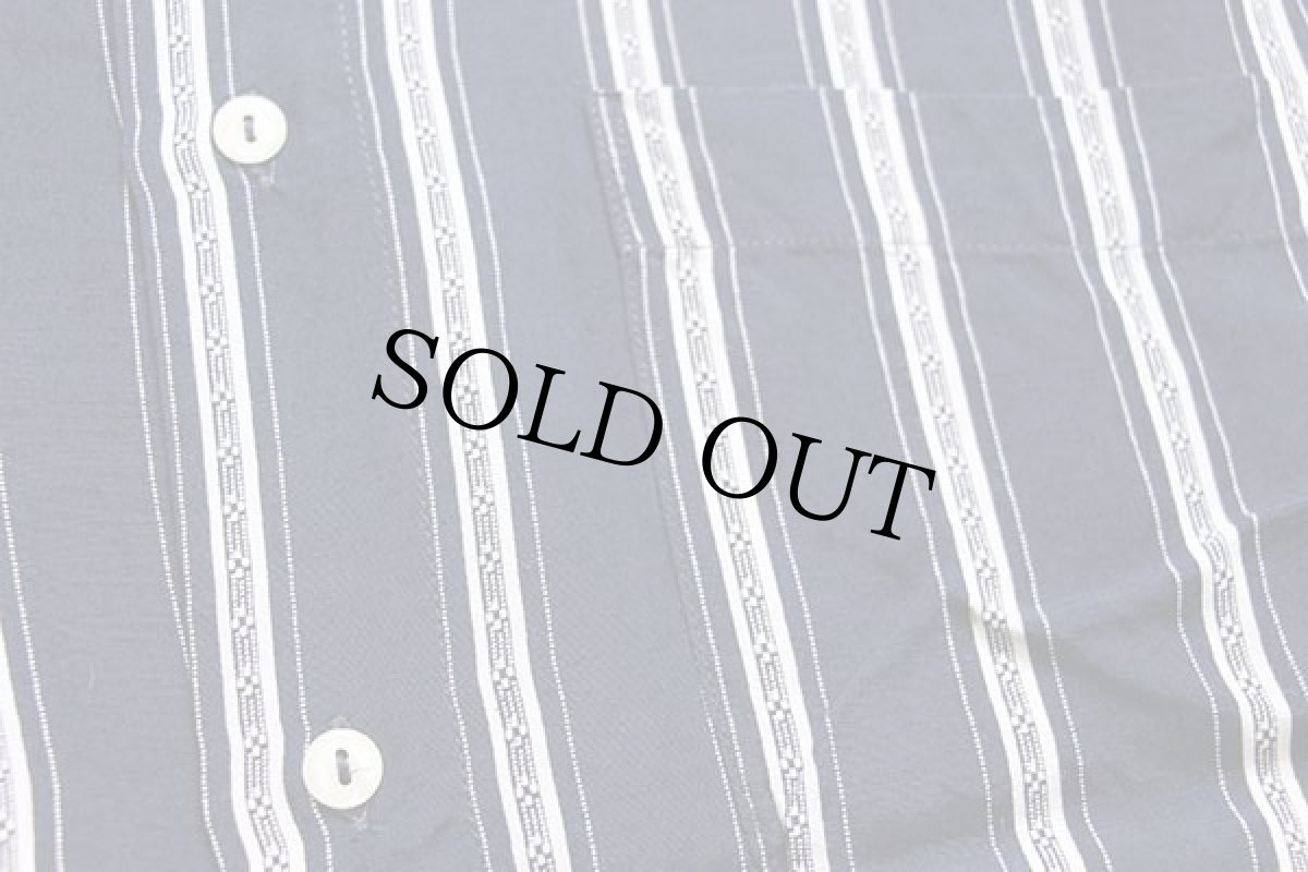 画像5: 80s イタリア製 TIPO'S ストライプ 半袖 レーヨンシャツ 紺×白 XL (5)