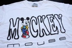 画像3: 90s Mickey by Jerry Leigh ミッキー マウス 染み込みプリント ショート丈 コットンTシャツ 白 (3)