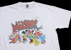 画像1: 90s Disneyディズニー MICKEY and Friends ミッキー マウス コットンTシャツ 白 (1)