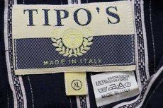 画像4: 80s イタリア製 TIPO'S ストライプ 半袖 レーヨンシャツ 紺×白 XL (4)
