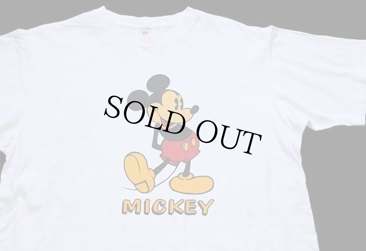 画像1: 90s カナダ製 MICKEY ミッキー マウス コットンTシャツ 白 L (1)