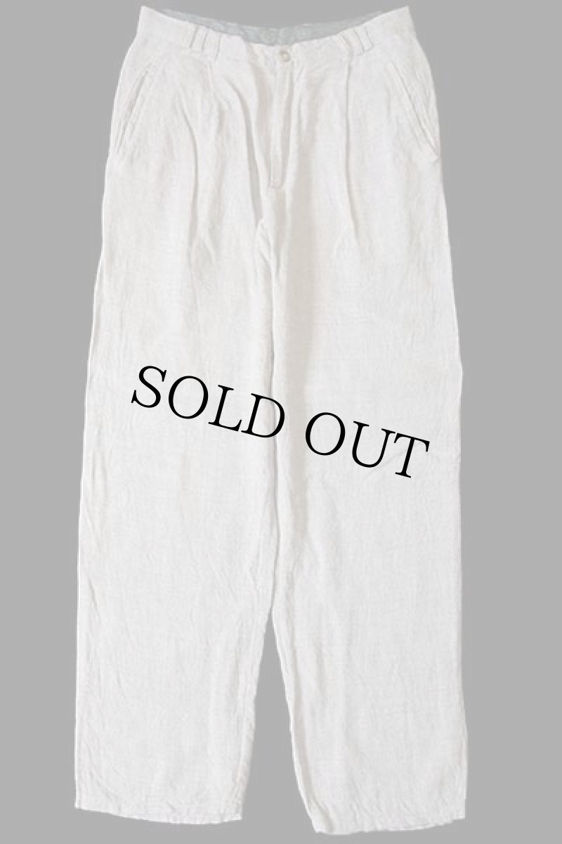 画像2: 90s イタリア製 Nostrike ワンタック スラックス レーヨン×リネンパンツ グレーベージュ 44 (2)