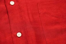 画像5: 90s イタリア製 Patriria 無地 ボタンダウン 半袖 レーヨンシャツ 濃赤 16 (5)