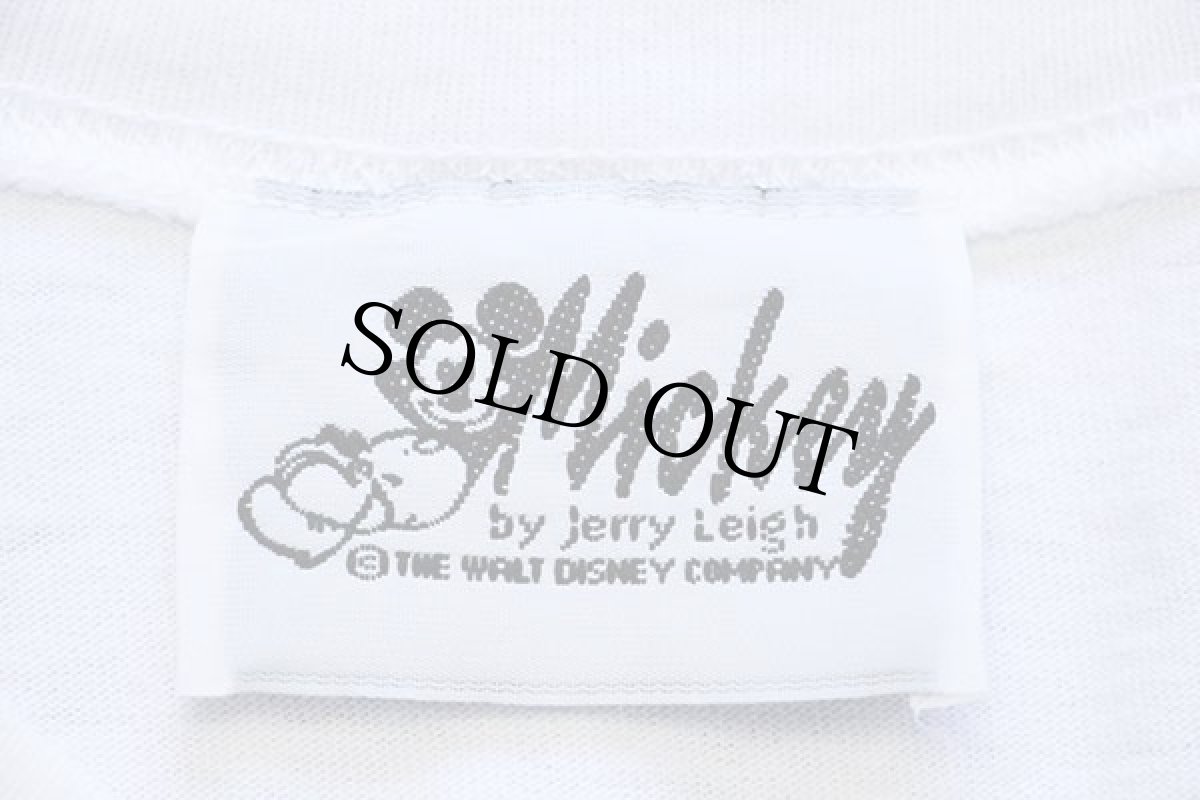 画像4: 90s Mickey by Jerry Leigh ミッキー マウス 染み込みプリント ショート丈 コットンTシャツ 白 (4)