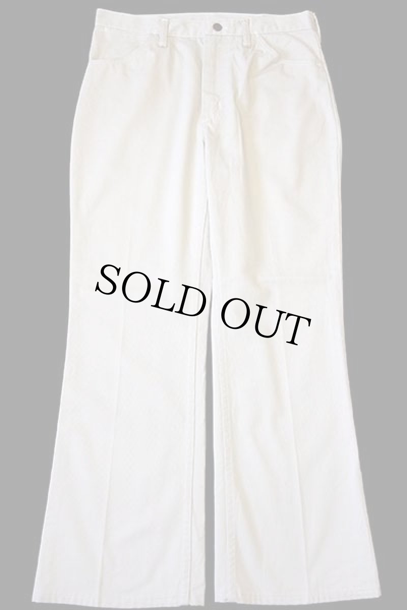 画像2: 70s USA製 Wranglerラングラー フレア ピケパンツ アイボリー w32 L30 (2)