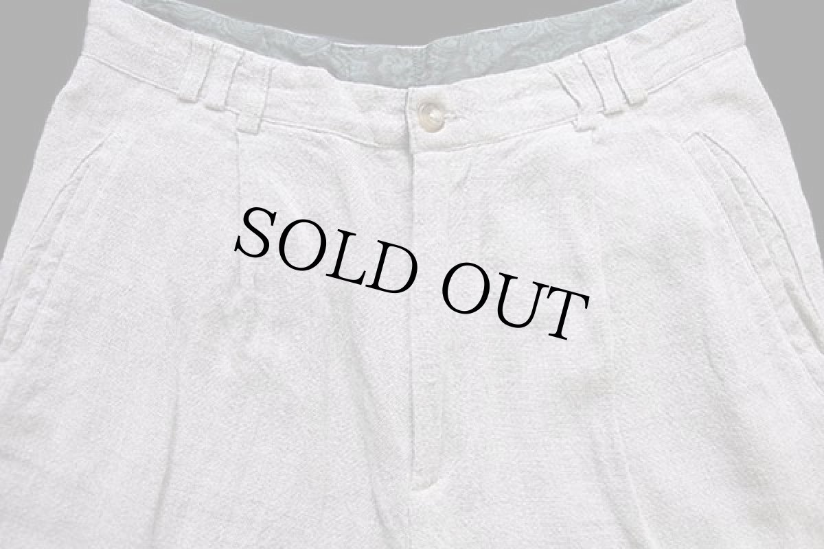 画像4: 90s イタリア製 Nostrike ワンタック スラックス レーヨン×リネンパンツ グレーベージュ 44 (4)