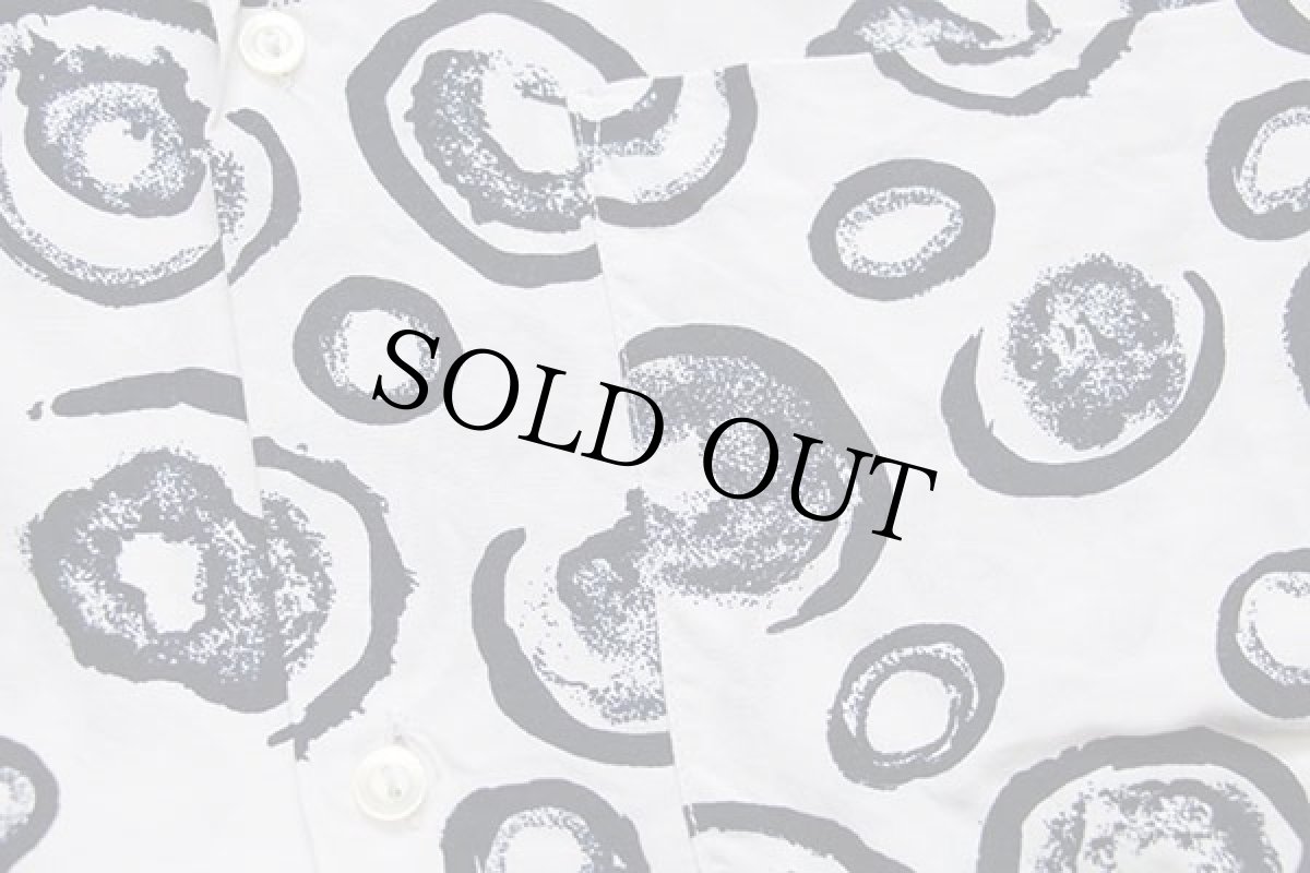 画像5: 90s イタリア製 nara CAMICE アート 総柄 半袖 レーヨンシャツ 白×紺 (5)