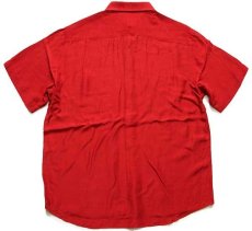 画像2: 90s イタリア製 Patriria 無地 ボタンダウン 半袖 レーヨンシャツ 濃赤 16 (2)