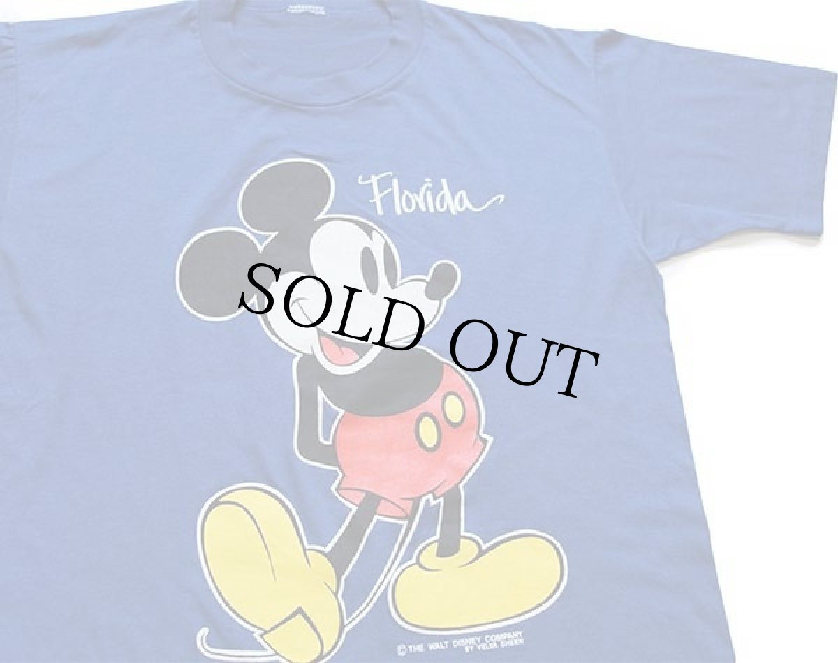 画像1: 80s Disneyディズニー ミッキー マウス Florida Tシャツ 青 (1)