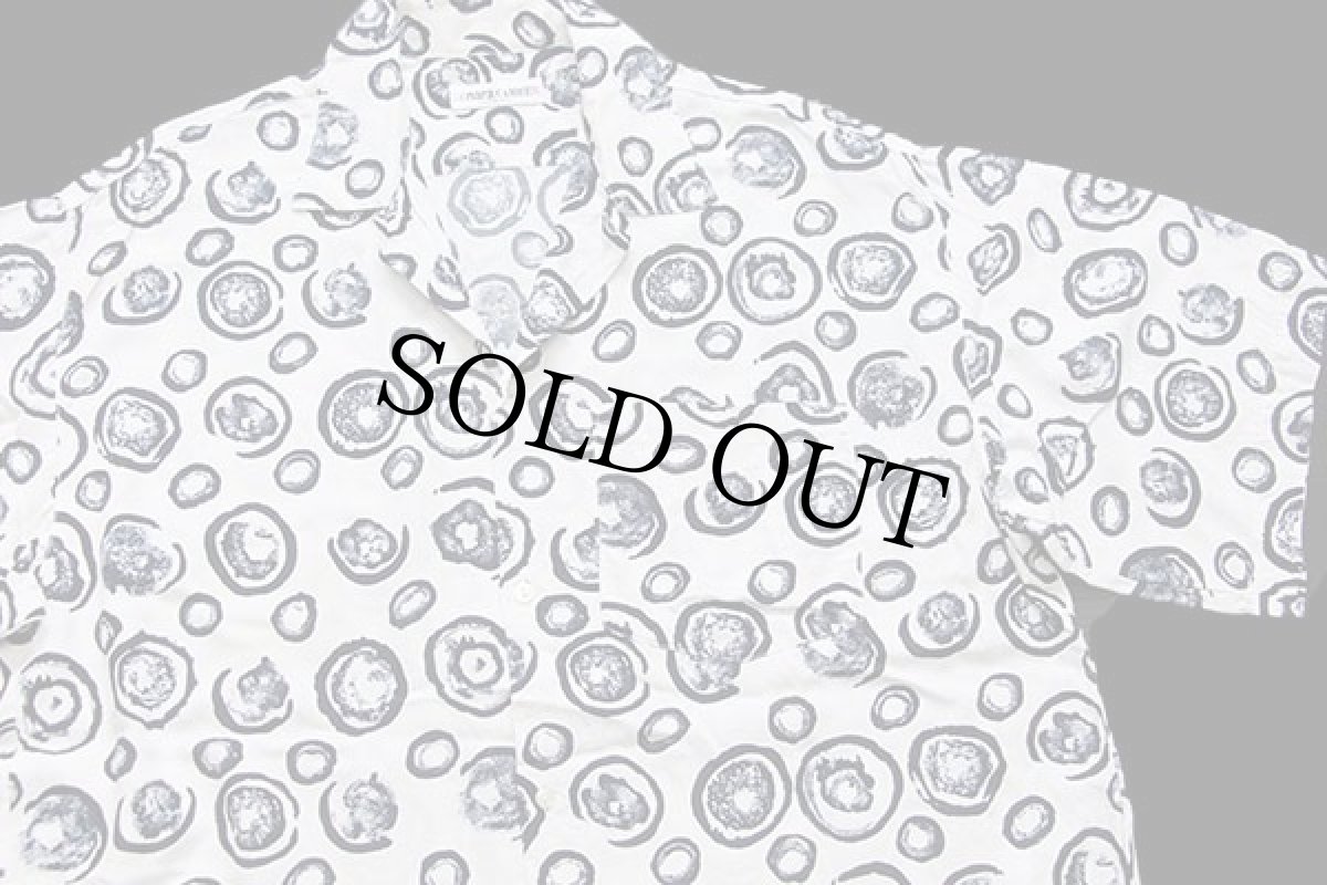 画像3: 90s イタリア製 nara CAMICE アート 総柄 半袖 レーヨンシャツ 白×紺 (3)